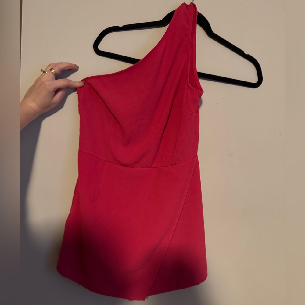 superdown Hot Pink One-Shoulder Romper